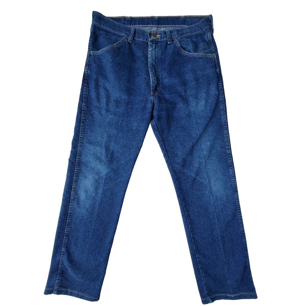 Wrangler Men's 34x32 Regular Fit Blue Denim Jeans Straight Leg